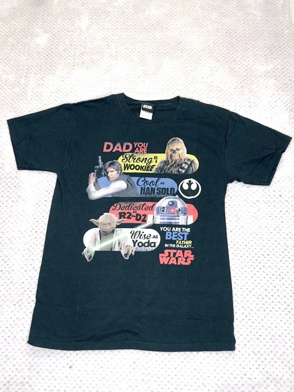 Star Wars Dad Shirt Youth Small Black Graphic Tee Best Father in Galaxy